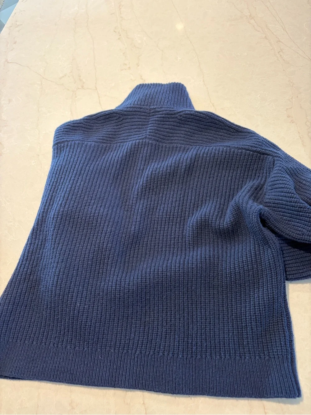 Everlane Navy Wool Half-Zip Ribbed Sweater